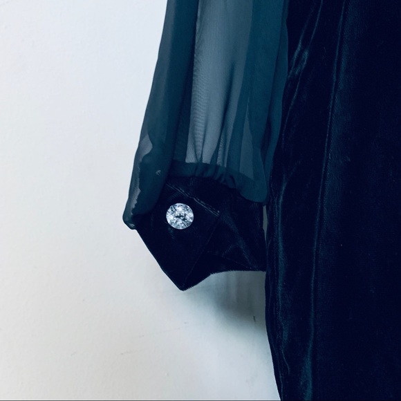 Velvet Cocktail Dress With Mesh Sleeves - Picture 3 of 4